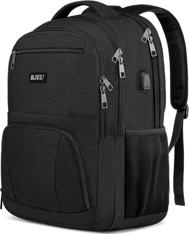 RJEU Laptop-Schulrucksack, schwarz