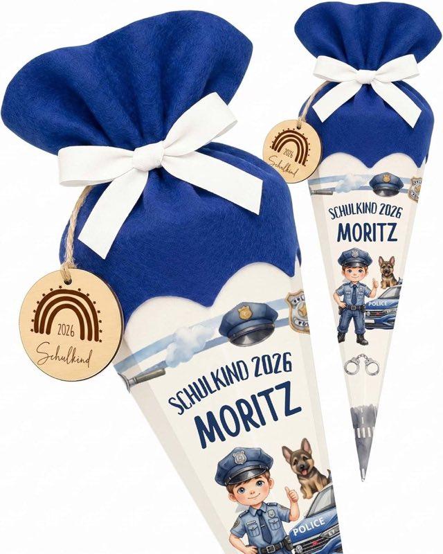 Kidsmood personalisierte Schultüte Polizei (Blau), 68 cm