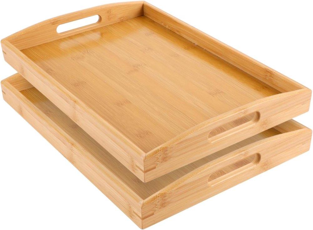 WOPPLXY Bambus-Holztablett 2er 40×28