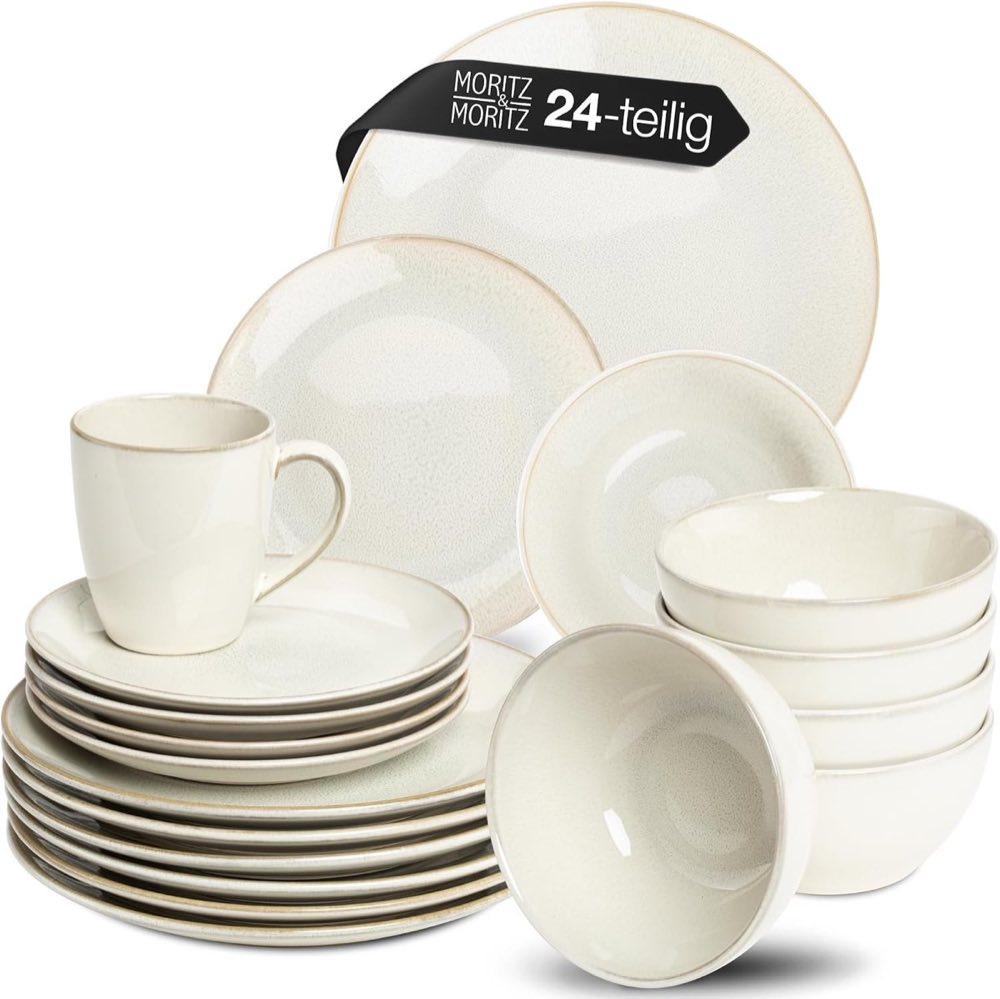 Moritz & Moritz Sense Steingut 24-tlg. Beige mit Tassen