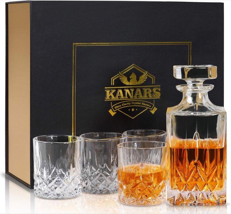 KANARS Whisky-Karaffe + 4 Gläser bleifrei