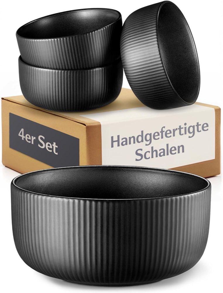 Cosumy 4er Müslischalen schwarz 700 ml