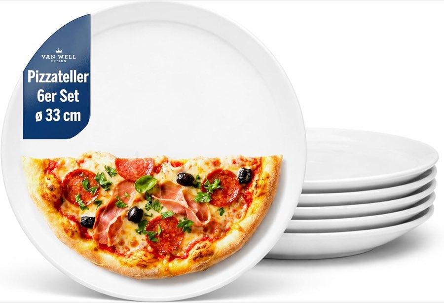 Van Well Pizzateller 6er Set Ø 33 cm weiß