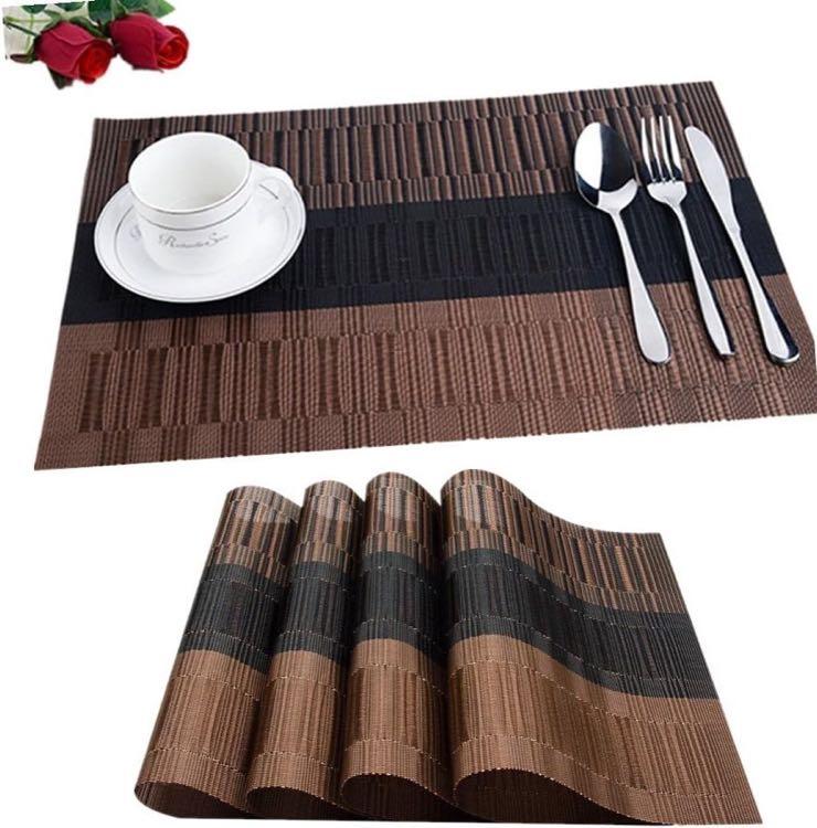 Fontic PVC Platzsets 6er 30×45 cm Schwarz-braun