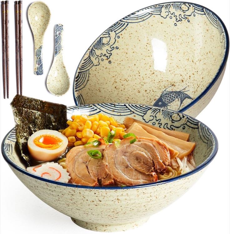 HLWDXno1 Ramen-Set 2×1200 ml Fisch-Motiv
