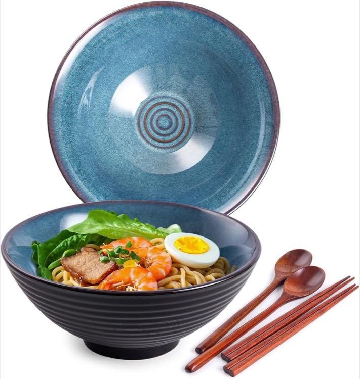 Auanlay Ramen-Schüssel-Set 2×1200 ml Blau