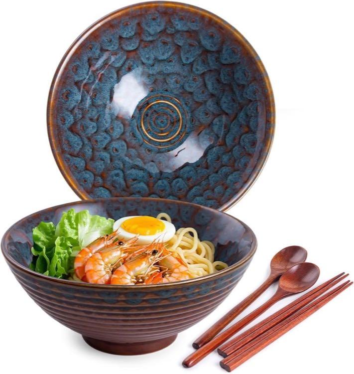 Auanlay Ramen-Schüssel-Set 2×1200 ml Pfauenschwanz
