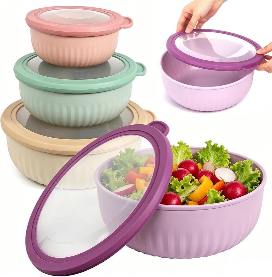 Gyism PP-Salatschüssel-Set 4er mit Deckel