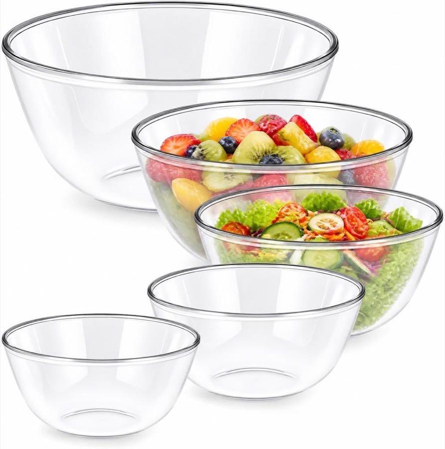 KDIUD Glas-Rührschüssel-Set 5er (bis 4,5 L)