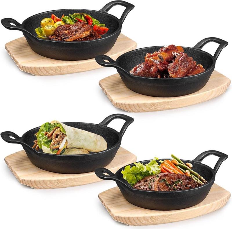 OJMHD Mini-Gusseisen Servierpfannen 4er-Set