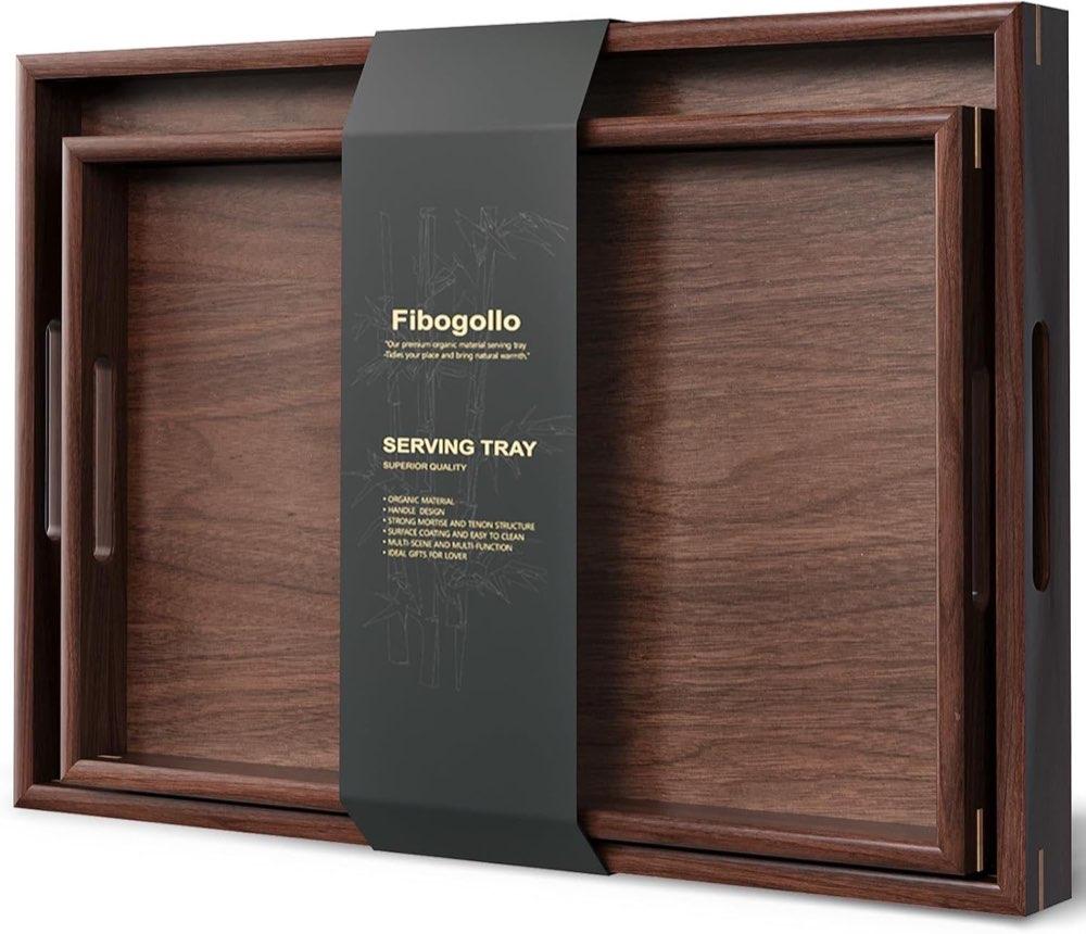 Fibogollo Walnuss-Serviertablett Set M+L
