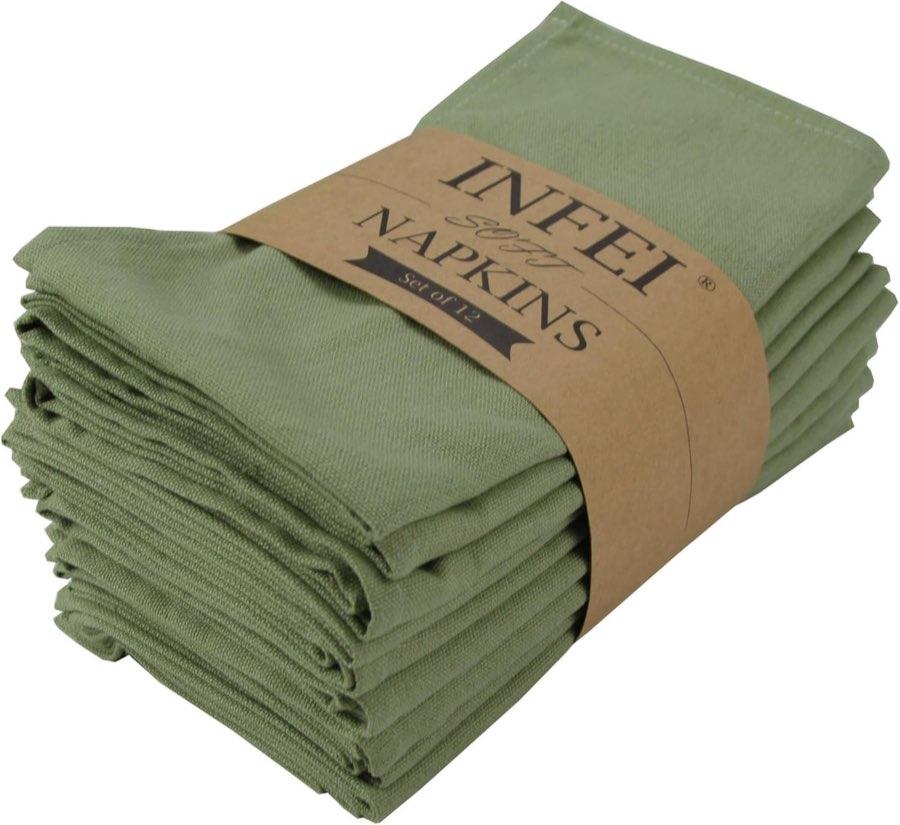 INFEI Stoffservietten Olive 12er 43×43 cm