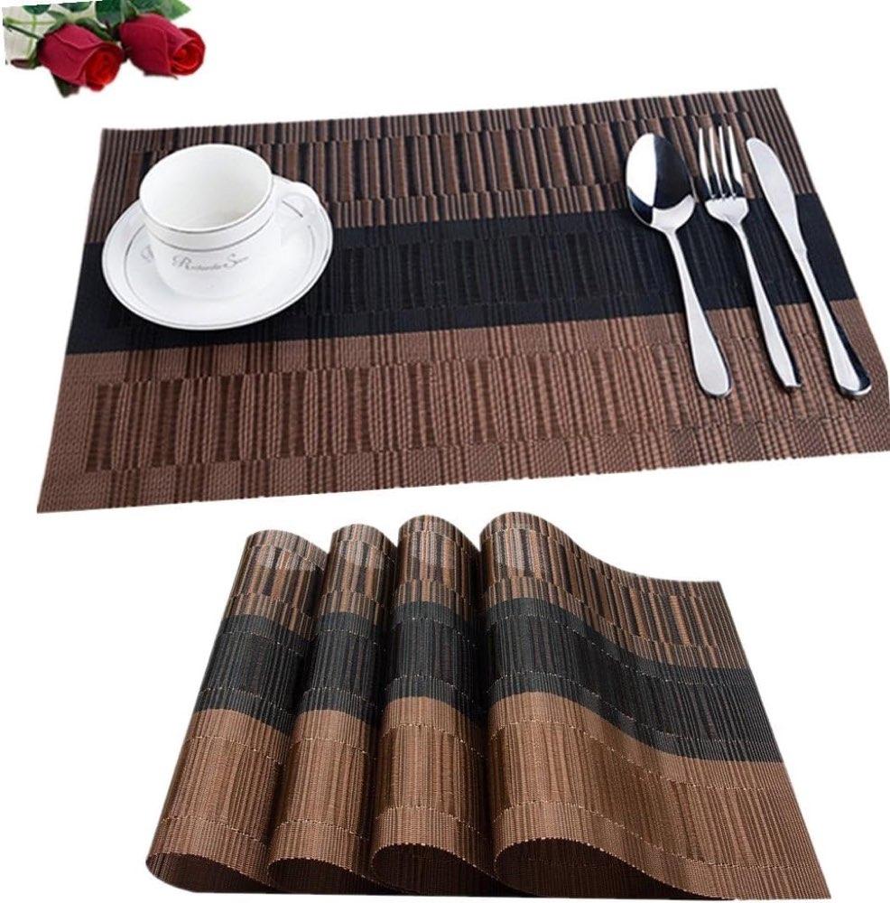 Fontic PVC Tischsets 6er 30×45 cm Schwarz-braun