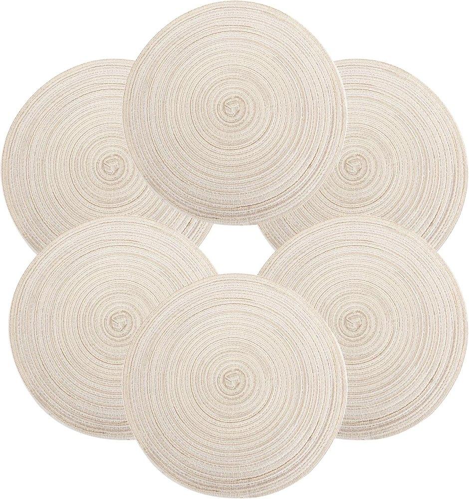 NyShine gewebte runde Tischsets Ø37 cm 6er Beige