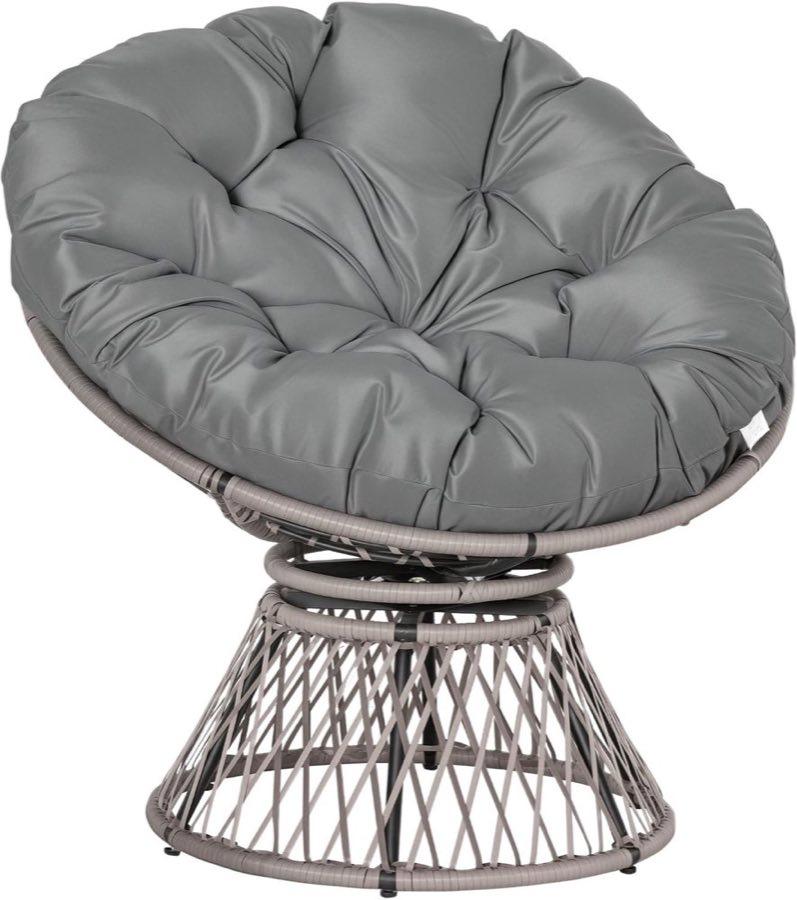 Outsunny Papasansessel 360 Grad, PE-Rattan, Grau