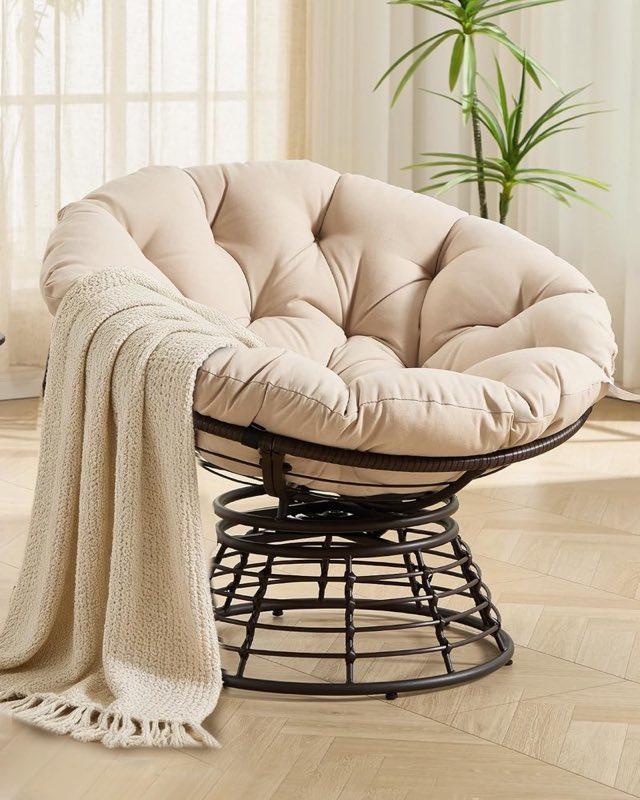 Villeston Papasansessel 91 cm, 360 Grad, bis 180 kg, Khaki