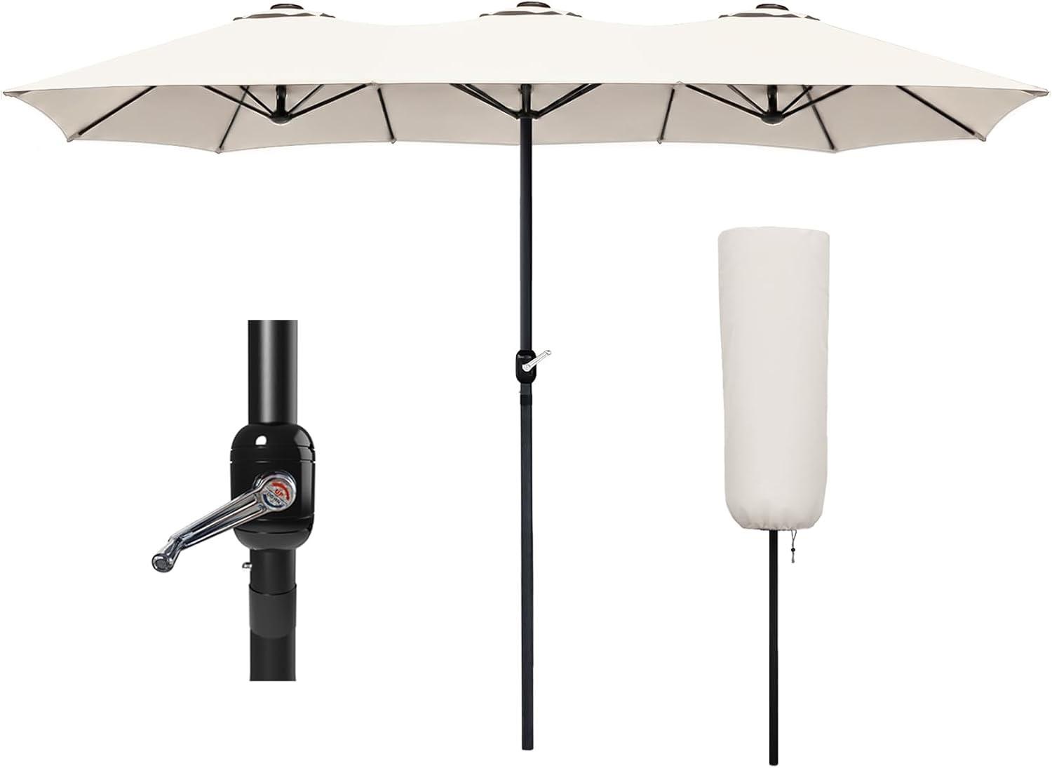 Doppelsonnenschirme – Testsieger VOUNOT Beige 460 x 270 cm