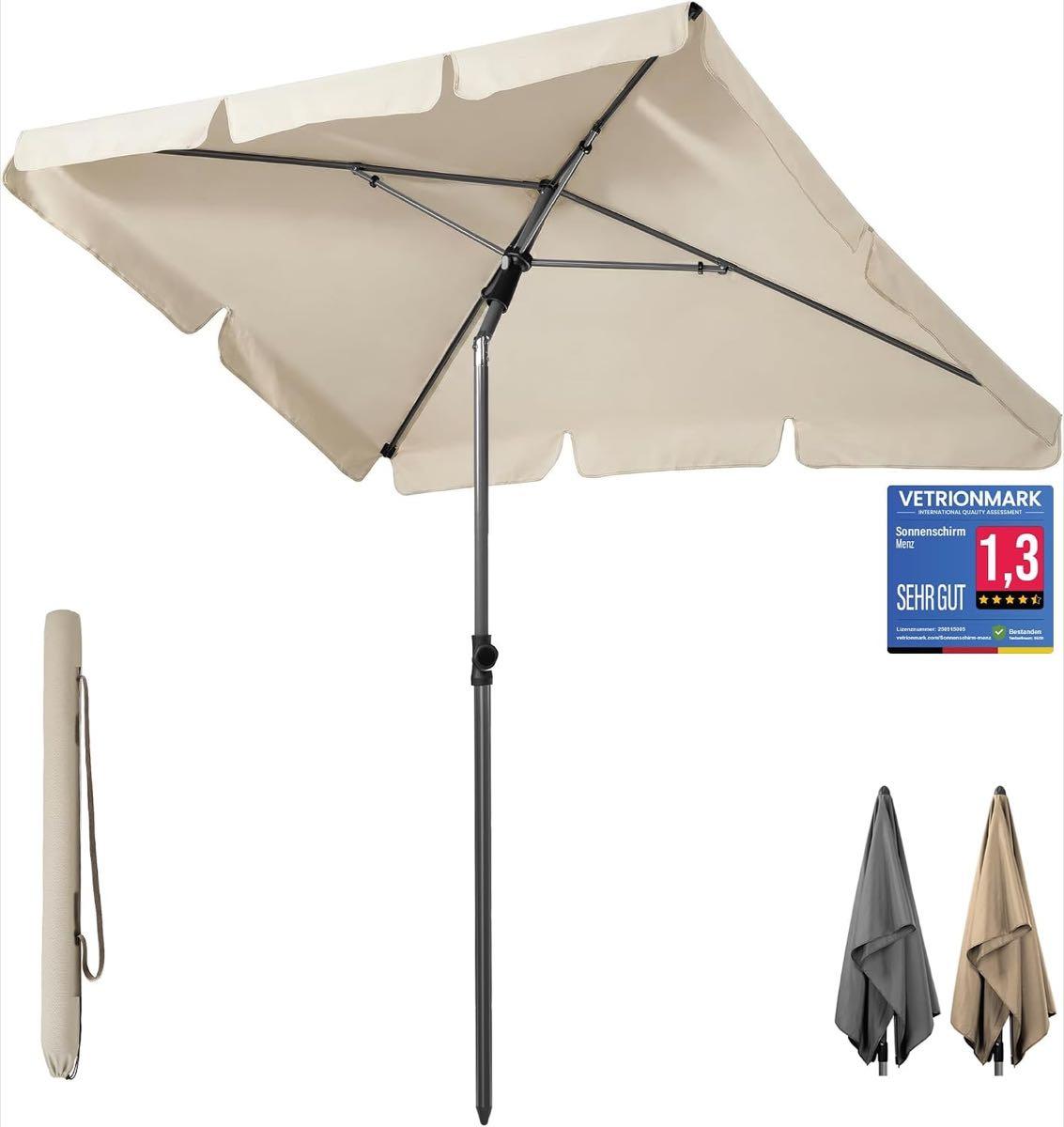Knickbare Sonnenschirme – Testsieger 4smile Sonnenschirm Balkon 200 × 125 cm, Beige