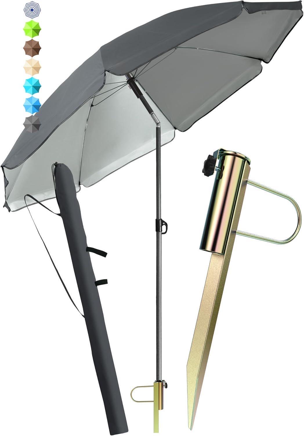 Sonnenschirme Strand – Testsieger Menz 3-in-1 Rasendorn Anthrazit