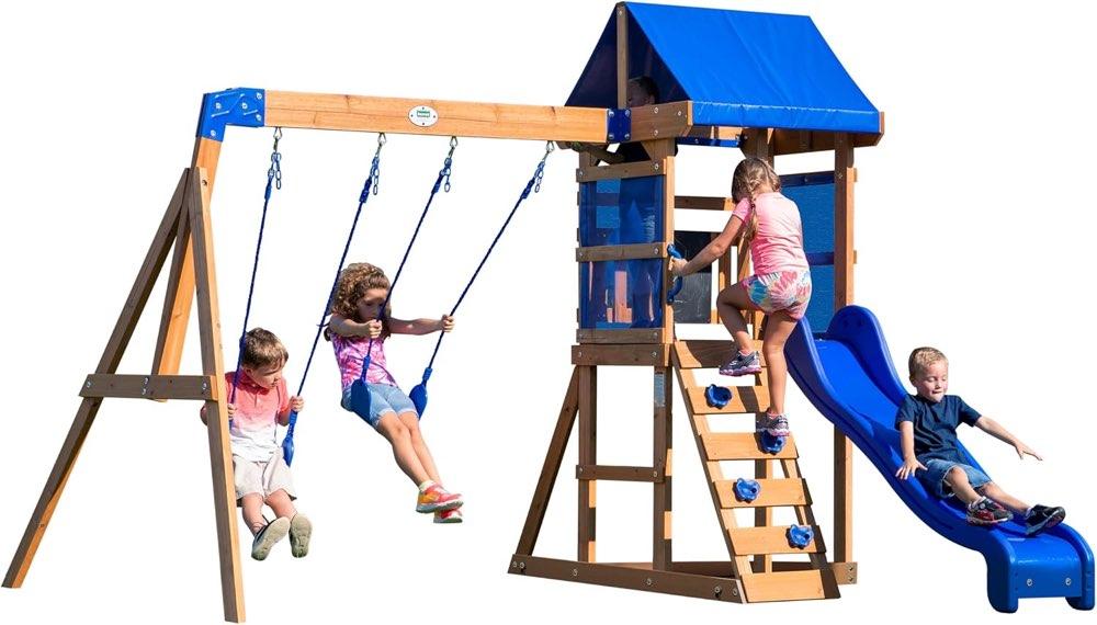 Doppelschaukeln mit Rutsche – Backyard Discovery Aurora Spielturm aus Holz