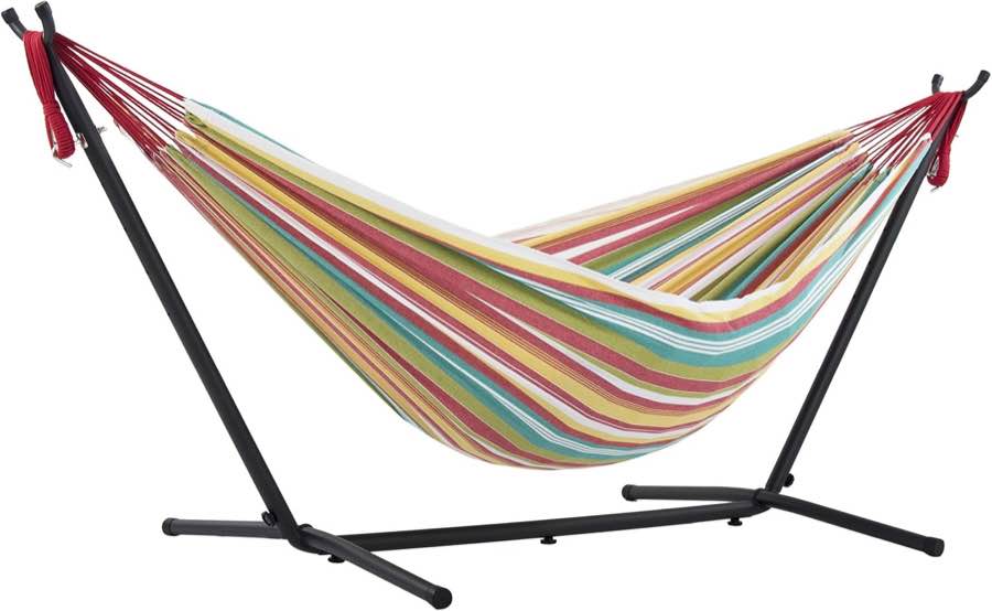 Hängematte mit Gestell – Vivere Doppel Baumwolle Hängematte mit Gestell 250 cm, Salsa