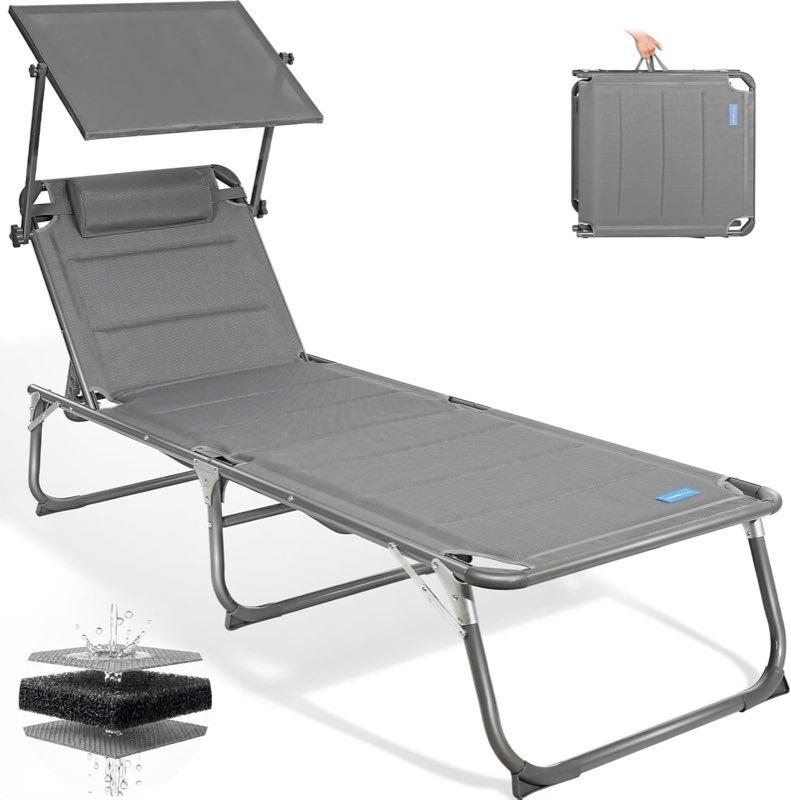 Sonnenliegen mit Dach – Homecall Sonnenliege klappbar mit Dach 200x70 cm
