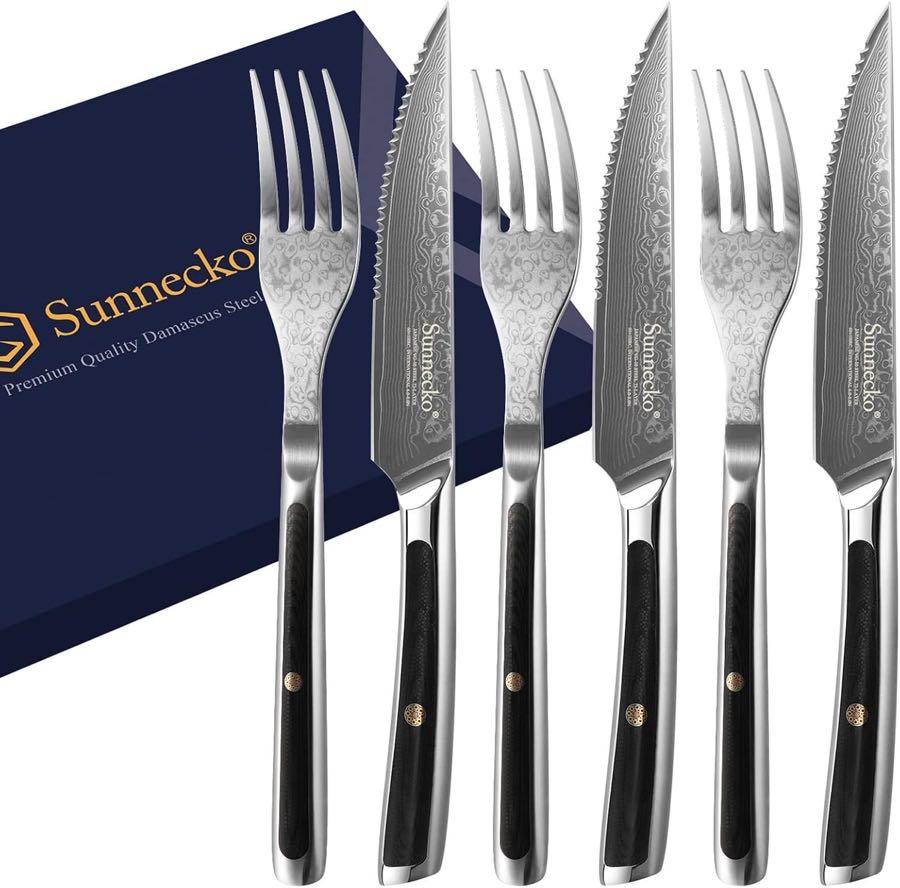 Sunnecko Damast-Steakbesteck 3+3