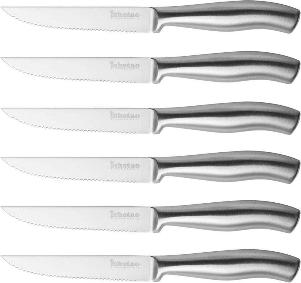 isheTao Steakmesser 6er Wellenschliff