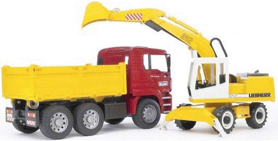Bruder MAN TGA Kipplastwagen mit Liebherr-Schaufelbagger