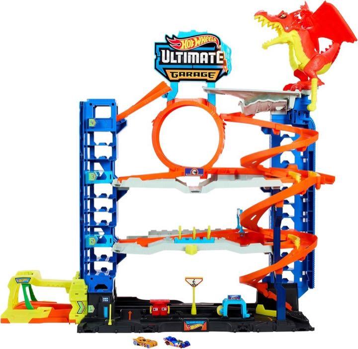 Hot Wheels Hot Wheels City Ultimative Garage Trackset und 2 Druckguss-Autos
