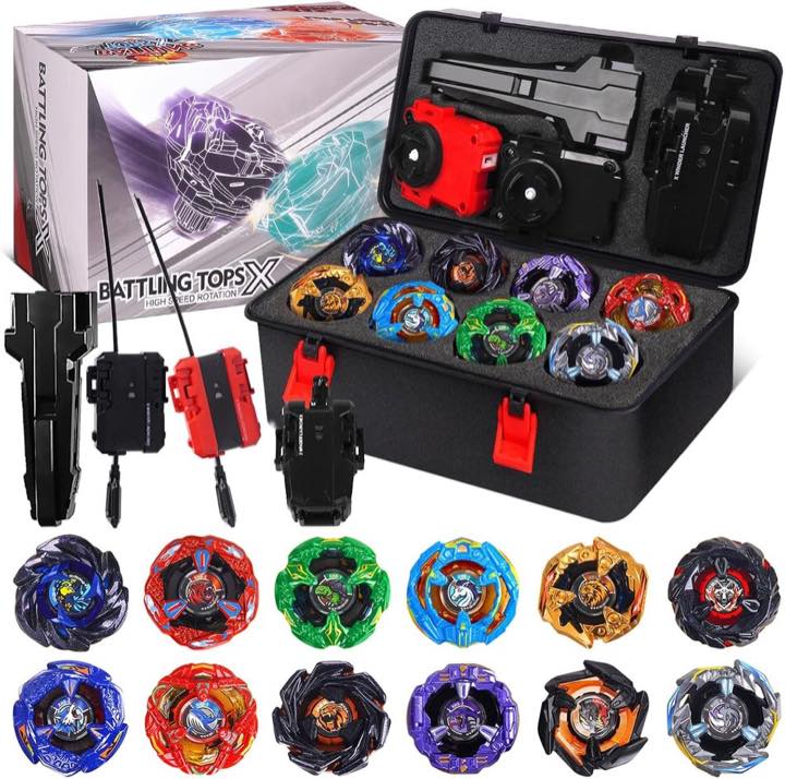 X Battle-Kreisel Set, 12 Kreisel, 3 Launcher