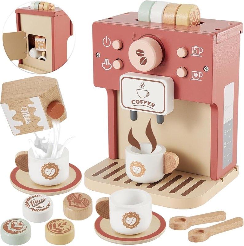 BUYGER Holz-Kaffeemaschine KABI-0155 rosa