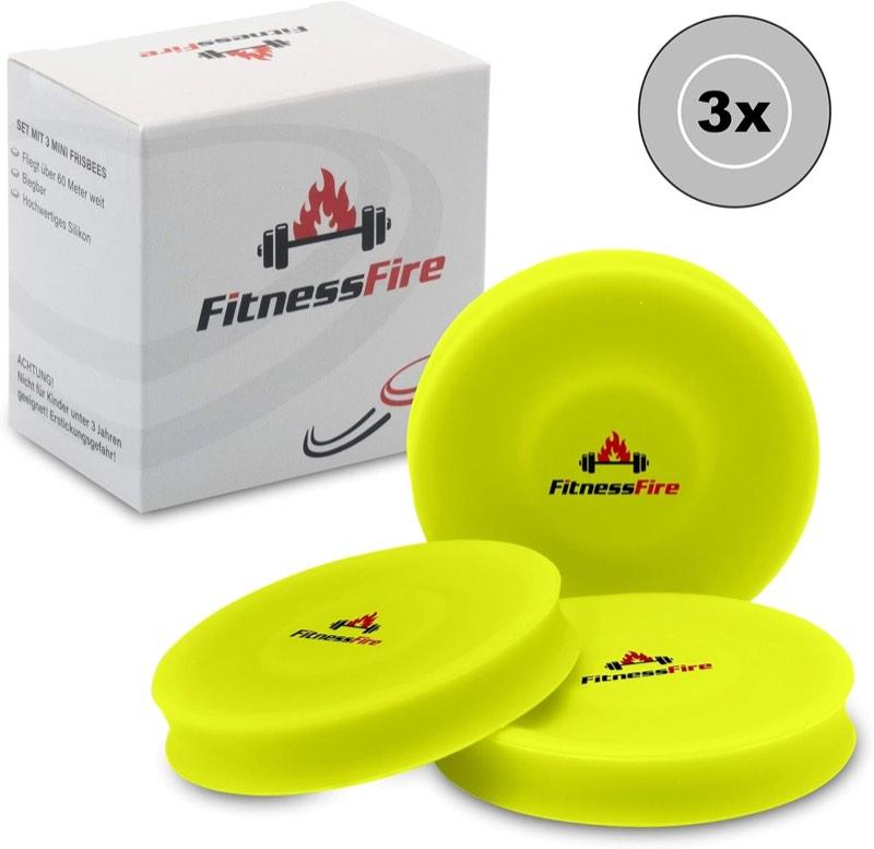 FitnessFire Mini Frisbee 3er Set, Neongelb