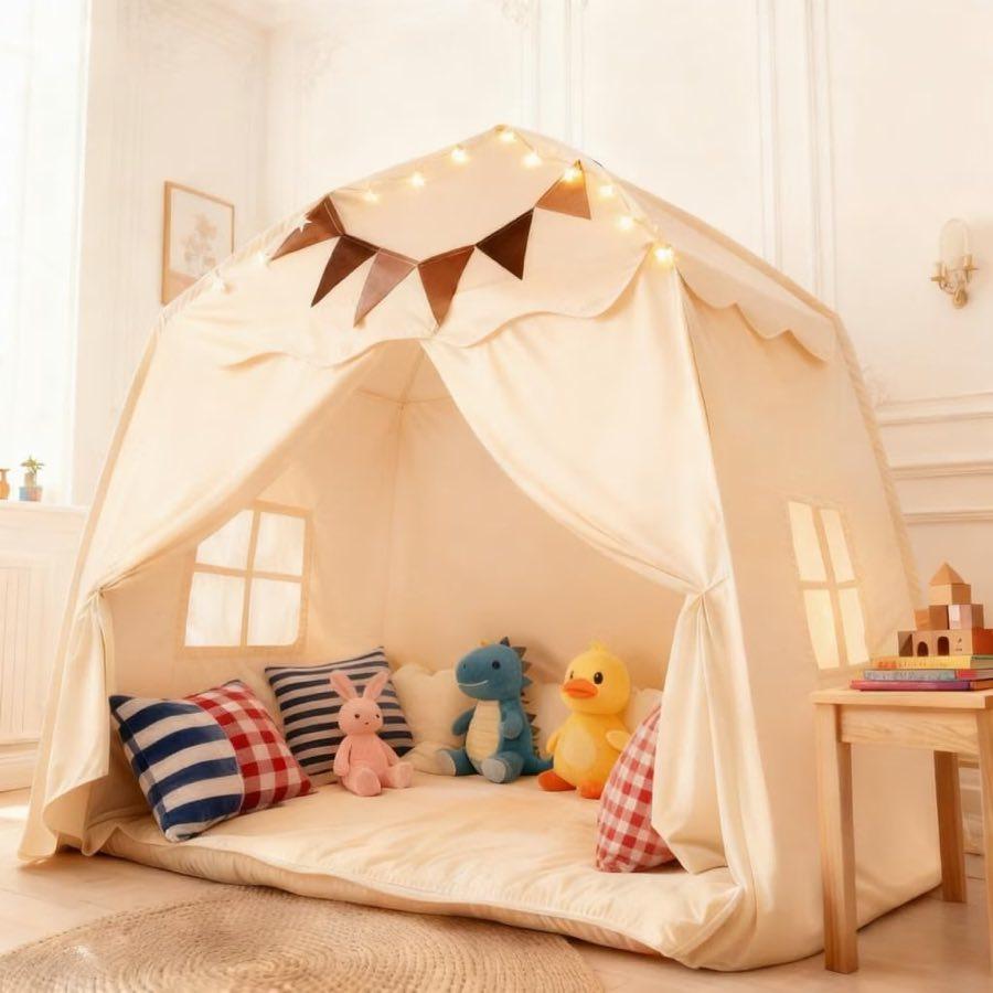 Kimglurs Kinderzelt mit Sternenlicht und Wimpeln