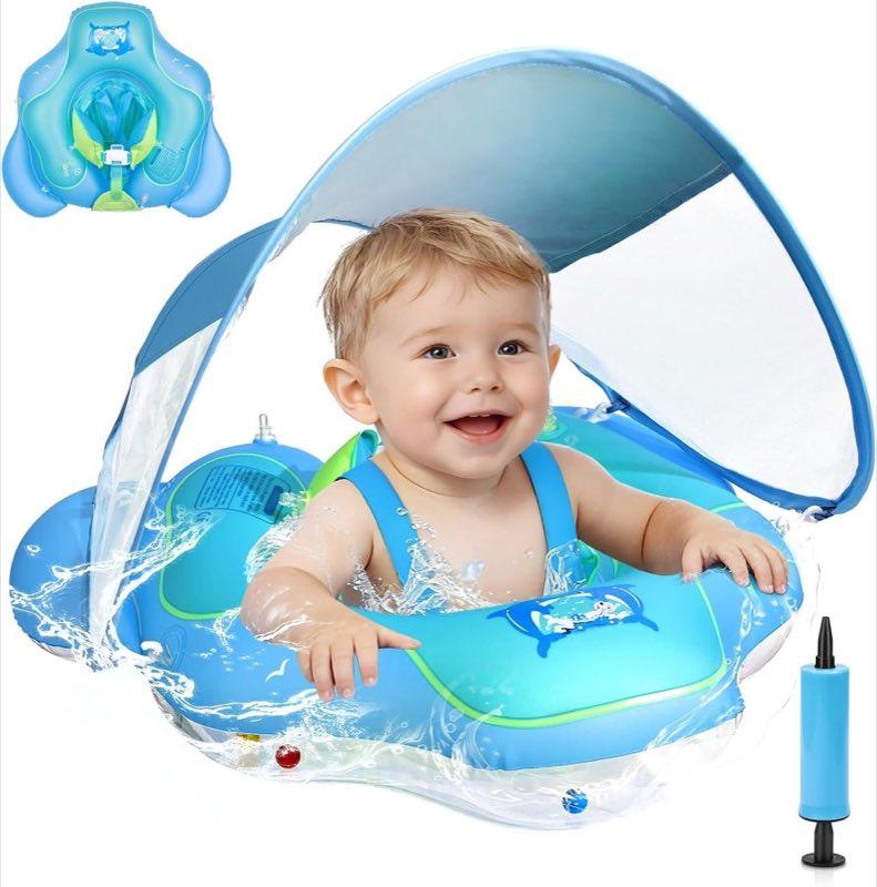 DSIOUHV Baby Schwimmring mit abnehmbarem Sonnendach, 6–36 Monate