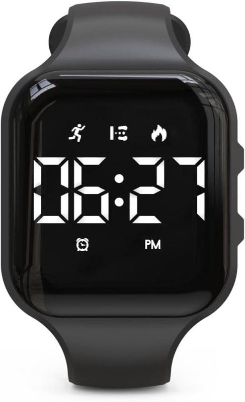 Focwony LED-Uhr, schwarz quadratisch