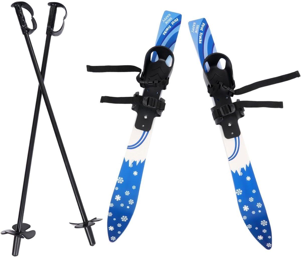 NiuLifeya Kinderski-Set 68 cm, blau, mit Stöcken