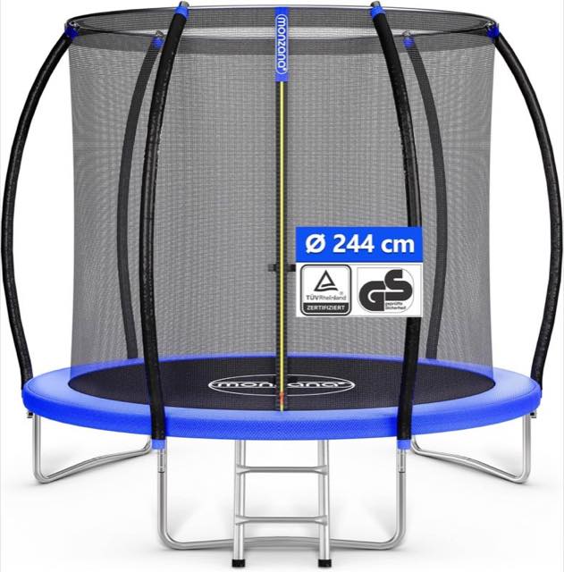 Monzana Monzana Trampolin Ø 244 cm, Komplettset mit Innennetz und Leiter