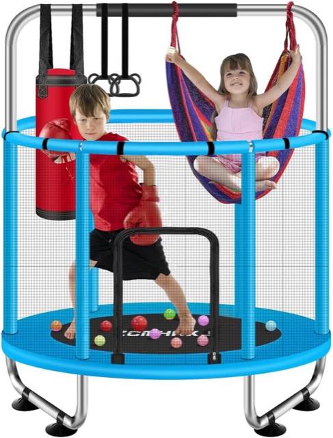 ZCMHAXJ Kindertrampolin Ø 140 cm mit Netz und Turnstange