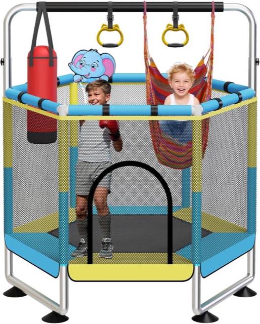 GT GETCO TECH Kindertrampolin 150 cm mit Netz und Turnstange