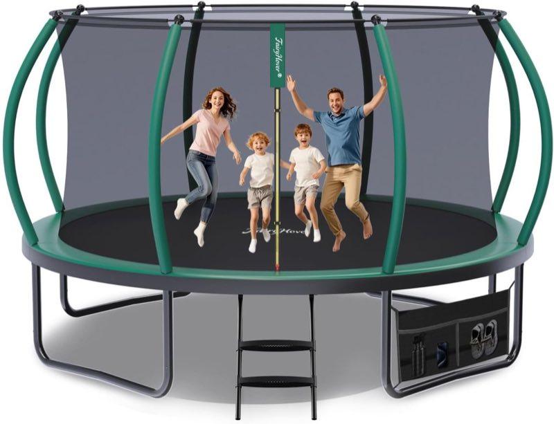 FYHCY FYHCY Gartentrampolin mit Netz, Leiter und Schuhbeutel