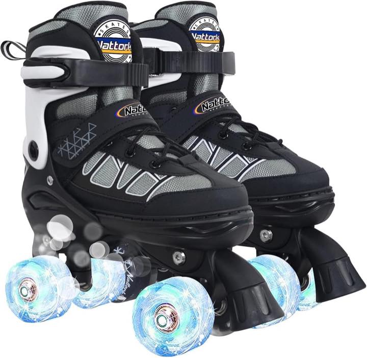 Nattork Kinder-Rollschuhe mit Leuchtrollen, Large