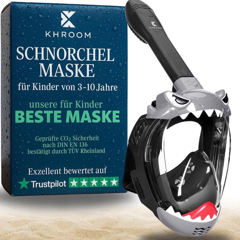 Khroom Khroom Schnorchelmaske Kinder 3-10 Jahre | Vollgesichtsmaske mit Tasche