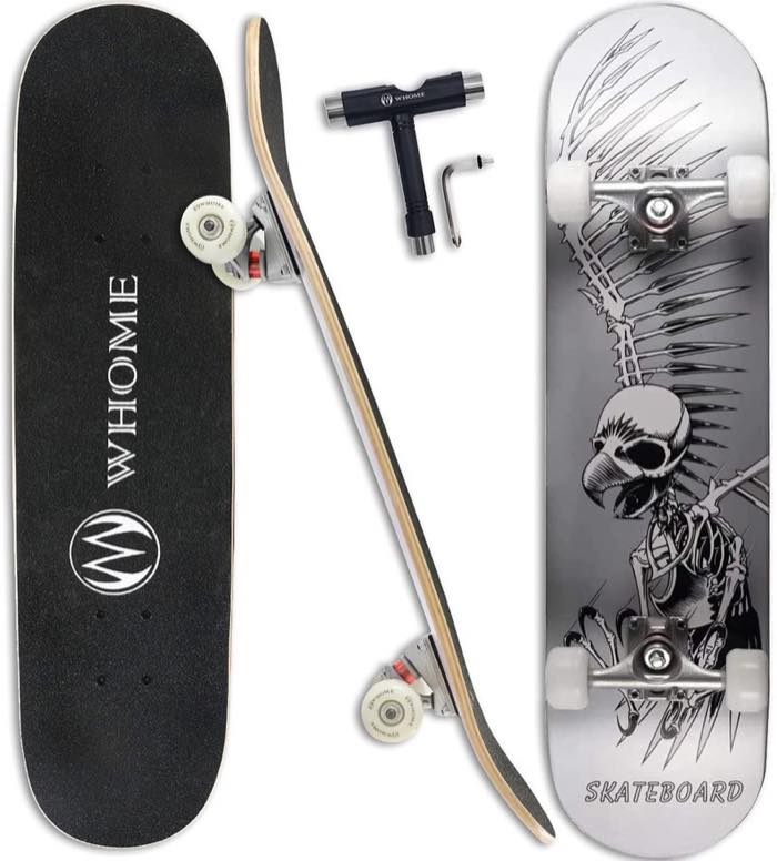 WHOME WHOME Skateboard 31 × 8 Zoll, Silver Skull