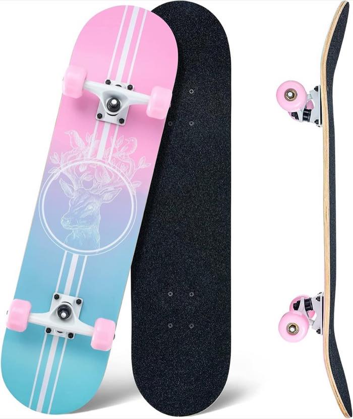 CLYCTIP Skateboard 31 × 8 Zoll, Pink