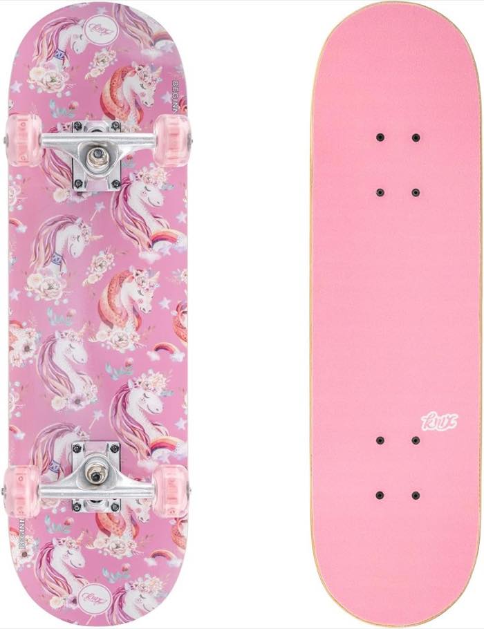 KMX Anfänger-Skateboard, 27 LED Rosa