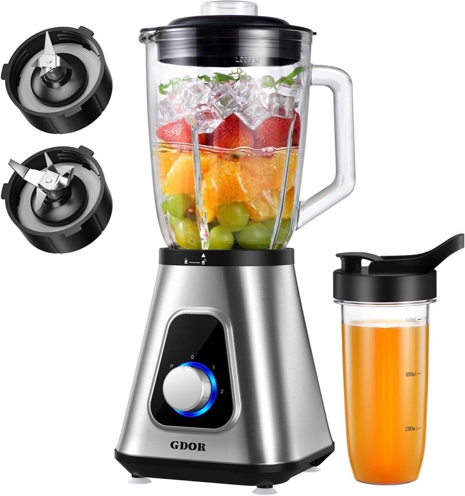 GDOR Standmixer 1200 W Glas + Reisebecher