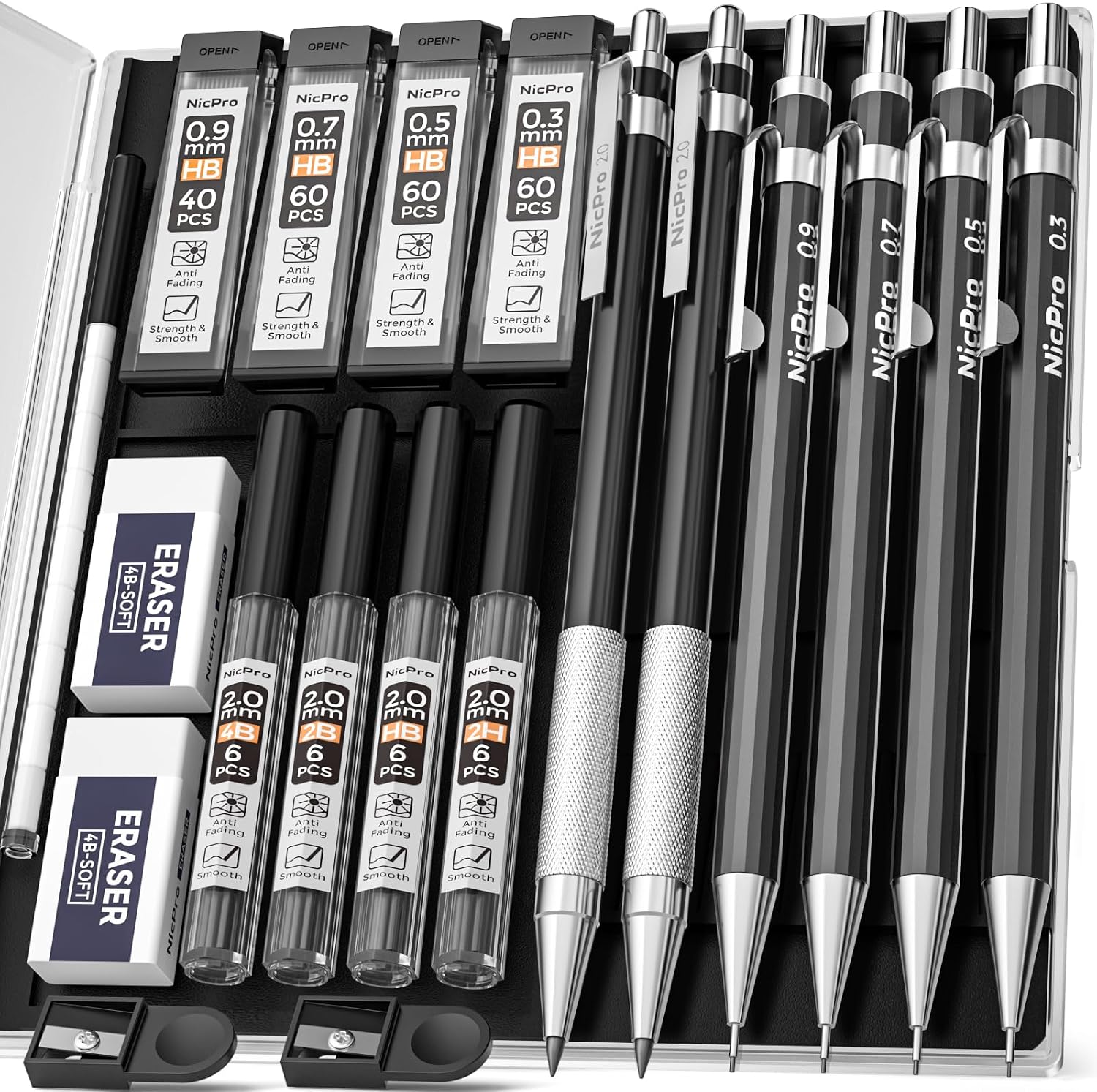Nicpro Druckbleistift-Set 0,3 bis 2 mm