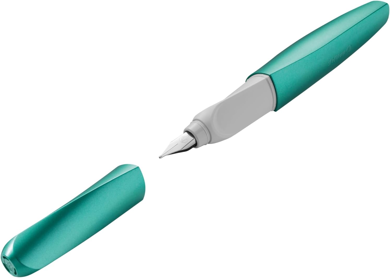 Pelikan Twist Füllhalter, Edelstahl-Feder in Strichbreite M inkl. Tintenpatrone, cold alaska