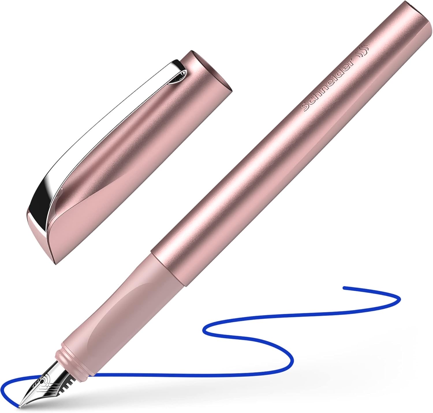 Schneider 168609 Ceod Shiny Füller (Rechts- und Linkshänder, M-Feder, inkl. Tintenpatrone königsblau) powder pink